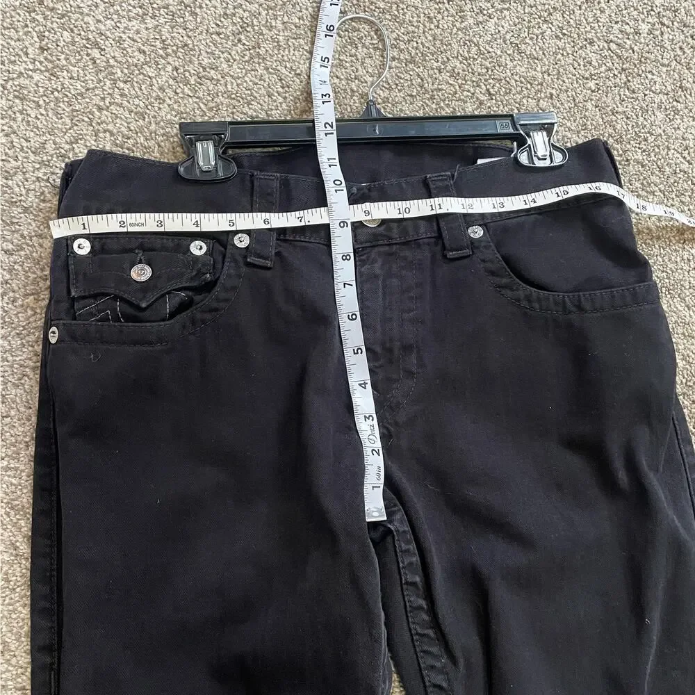 True Religion Mens Black Straight Jeans Size 32